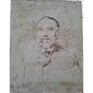 esquisse portrait d' homme sur bois par Honoré. Umbricht 