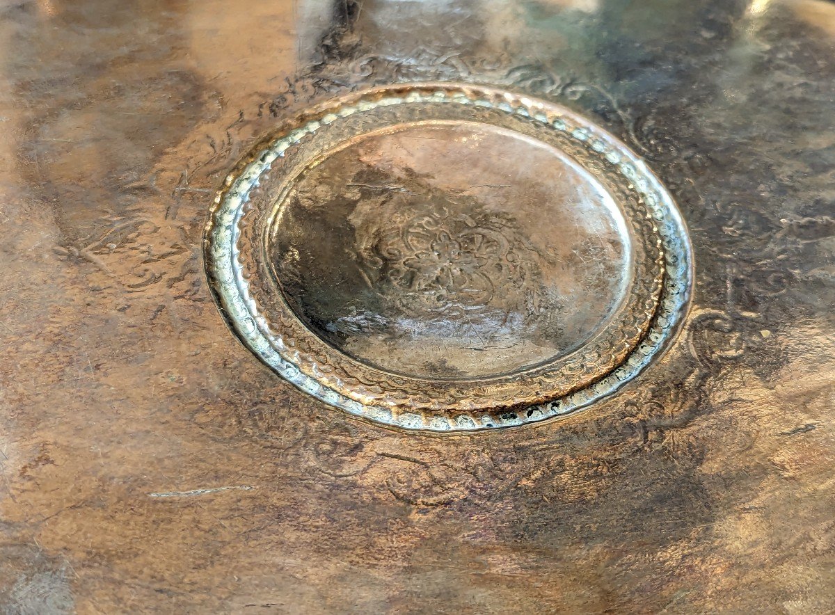 Presentation Dish In Silber Plated Copper, From The Early 18th Century-photo-1