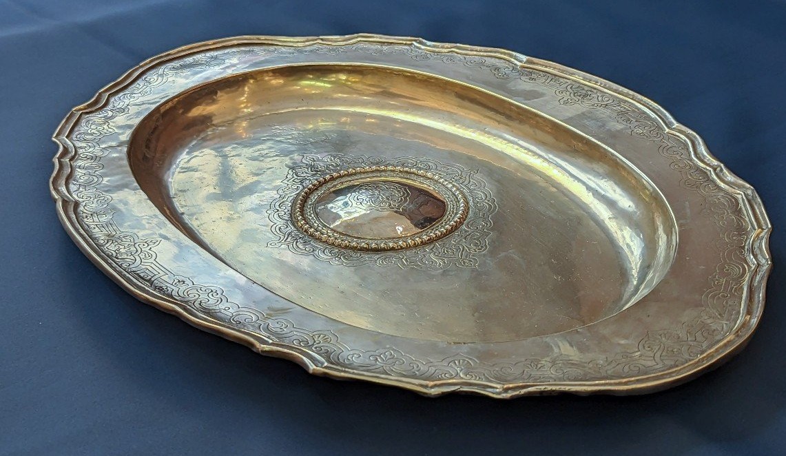  French Silver Plated Copper Ewer Basin From The Early 18th Century Or 17th Century