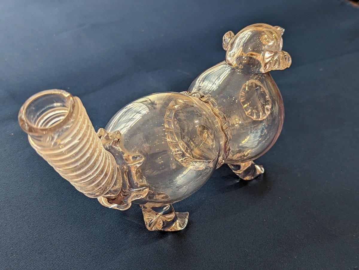 Zoomorphic Brown Glass Oil Lamp-photo-3