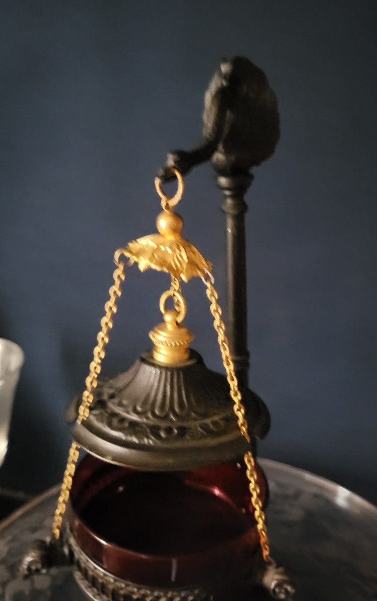 Lampe à  huile ou Veilleuse En Bronze -photo-8