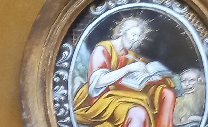 Painted Enamalled From Limoges: Saint Marc  Evangelist-photo-1