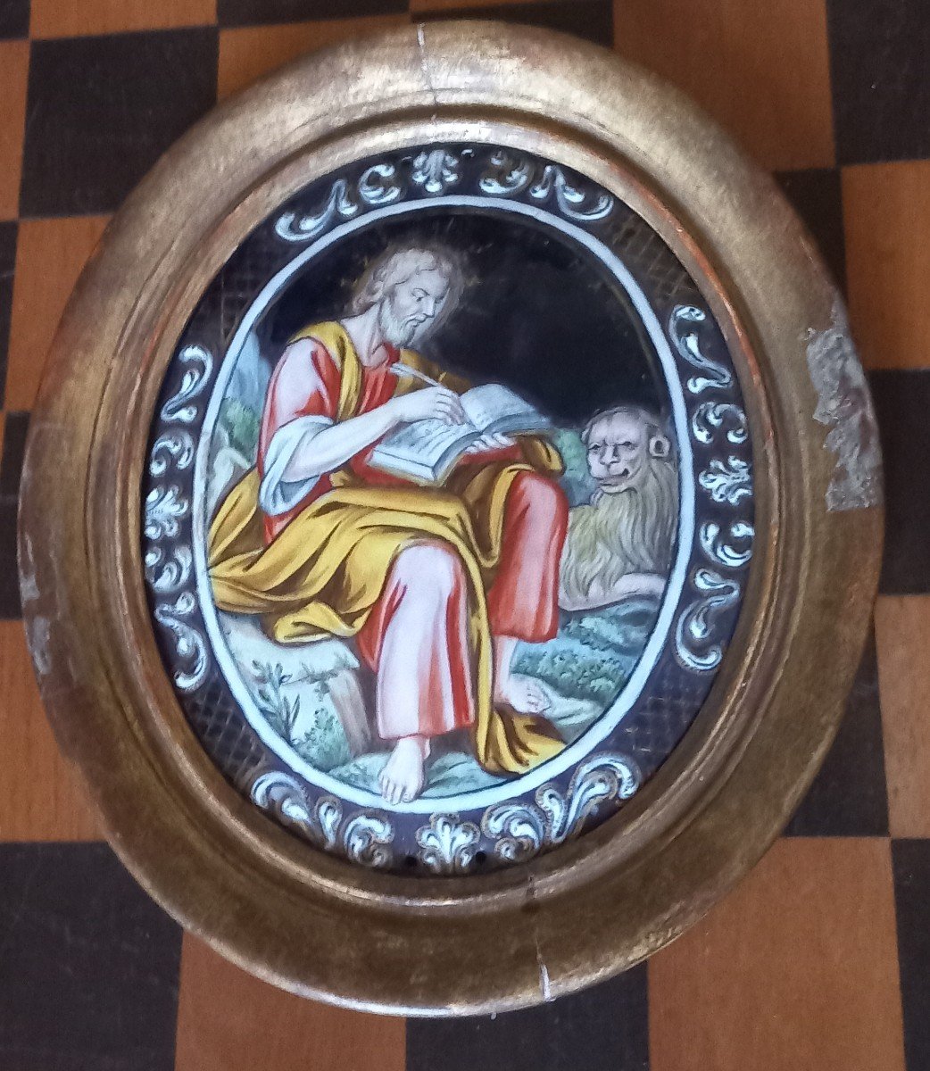 Painted Enamalled From Limoges: Saint Marc  Evangelist