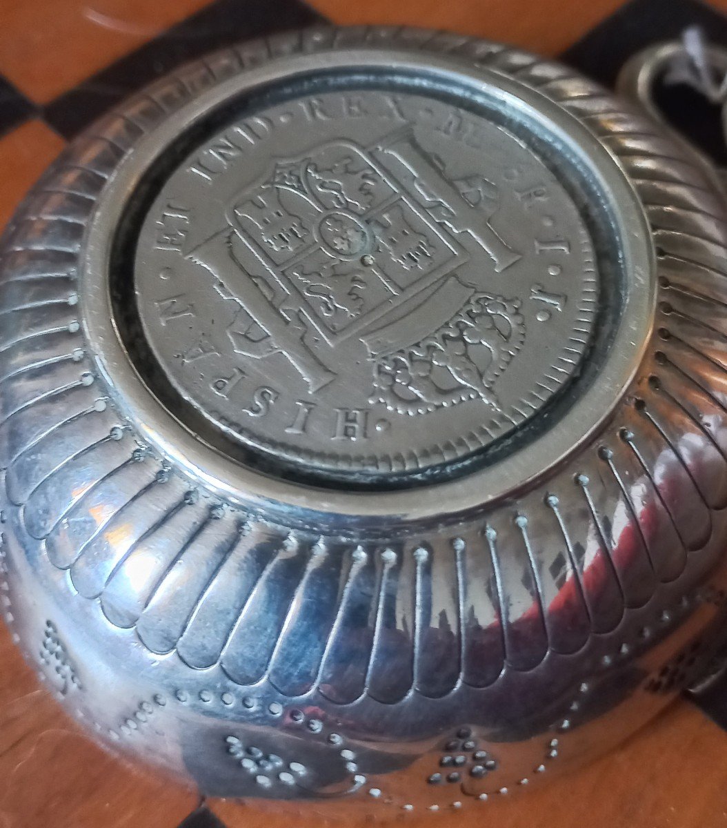 Tastevin En Argent  Avec Médaille Espagnole en argent - époque Empire-photo-3