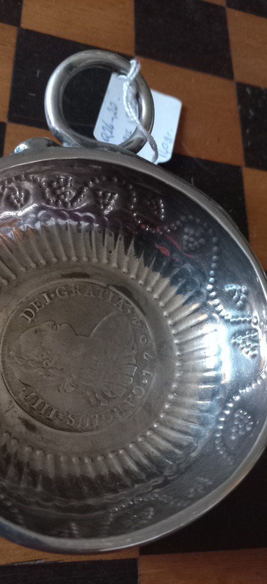 Tastevin En Argent  Avec Médaille Espagnole en argent - époque Empire-photo-4