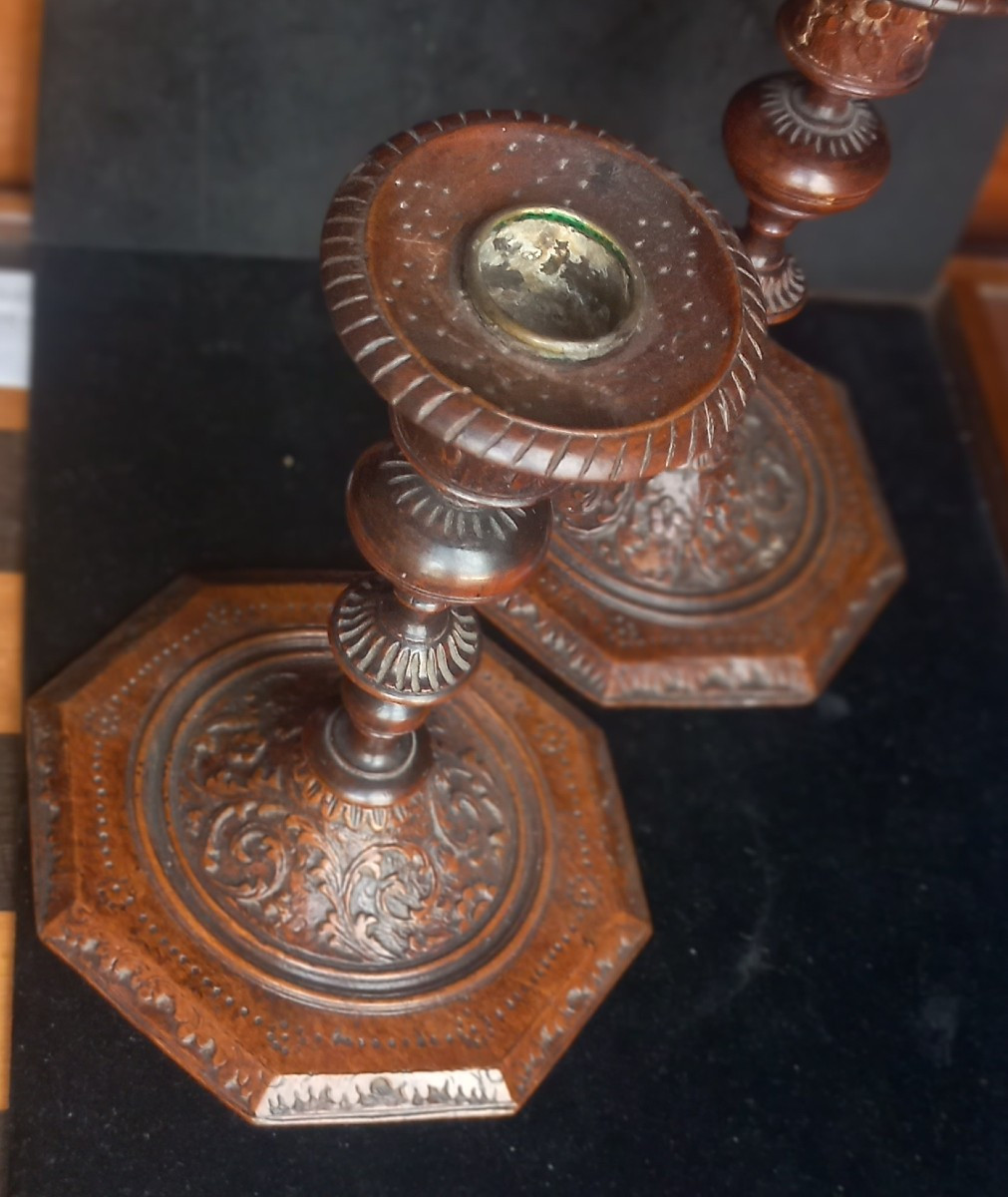 Wooden Candle Holders In Wood Of Sainte-lucie -photo-3