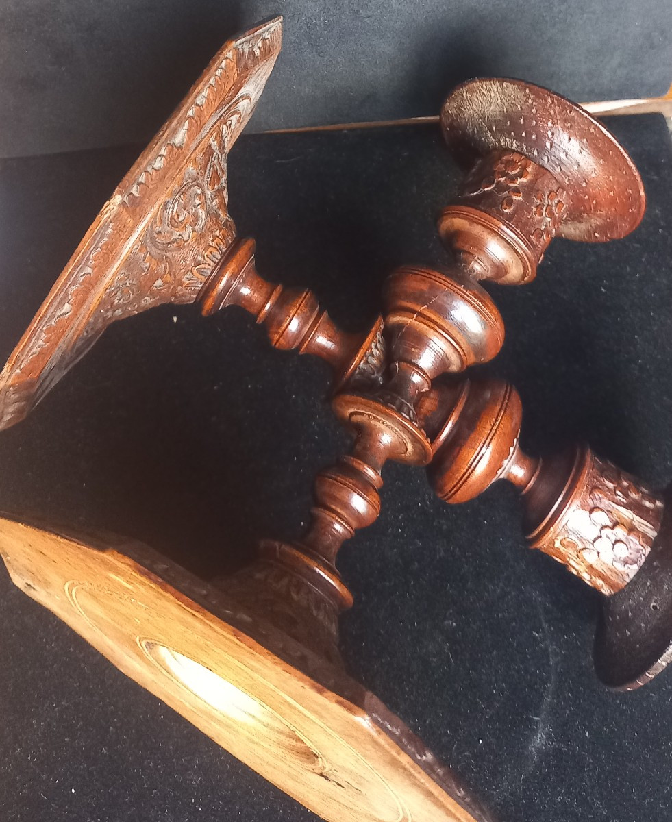 Wooden Candle Holders In Wood Of Sainte-lucie -photo-2