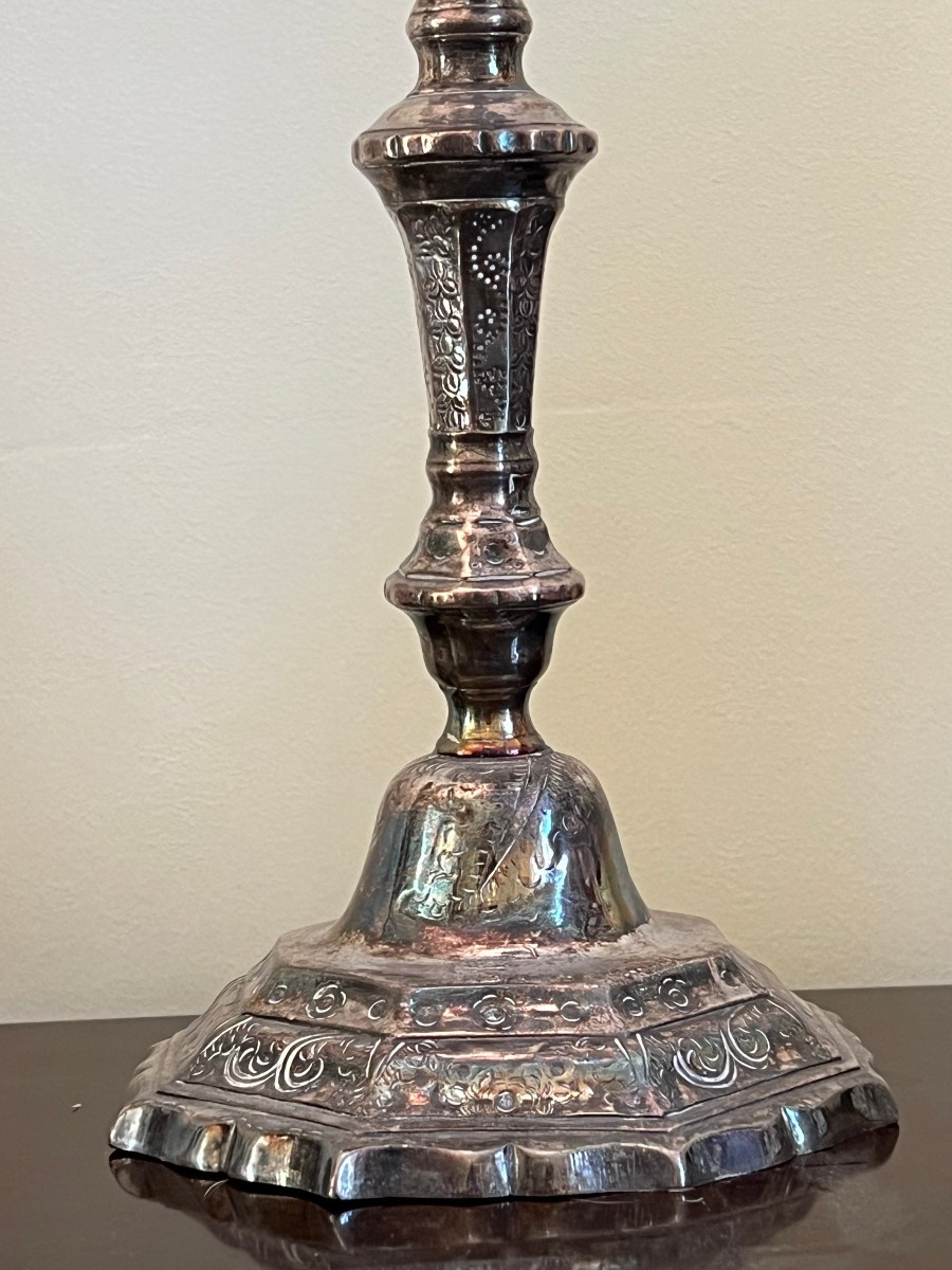 Pair Of 18th Century Silver Candlesticks -photo-1