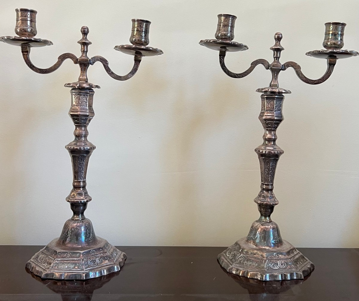 Pair Of 18th Century Silver Candlesticks 
