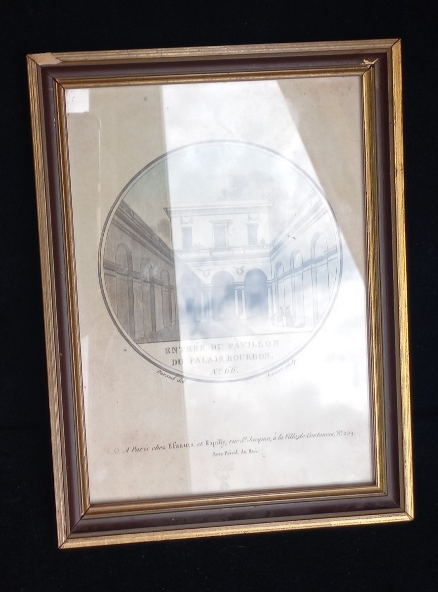 Gravure en couleurs à l’aquatinte par Janinet : palais Bourbon : Assemblée Nationale à  Paris -photo-2