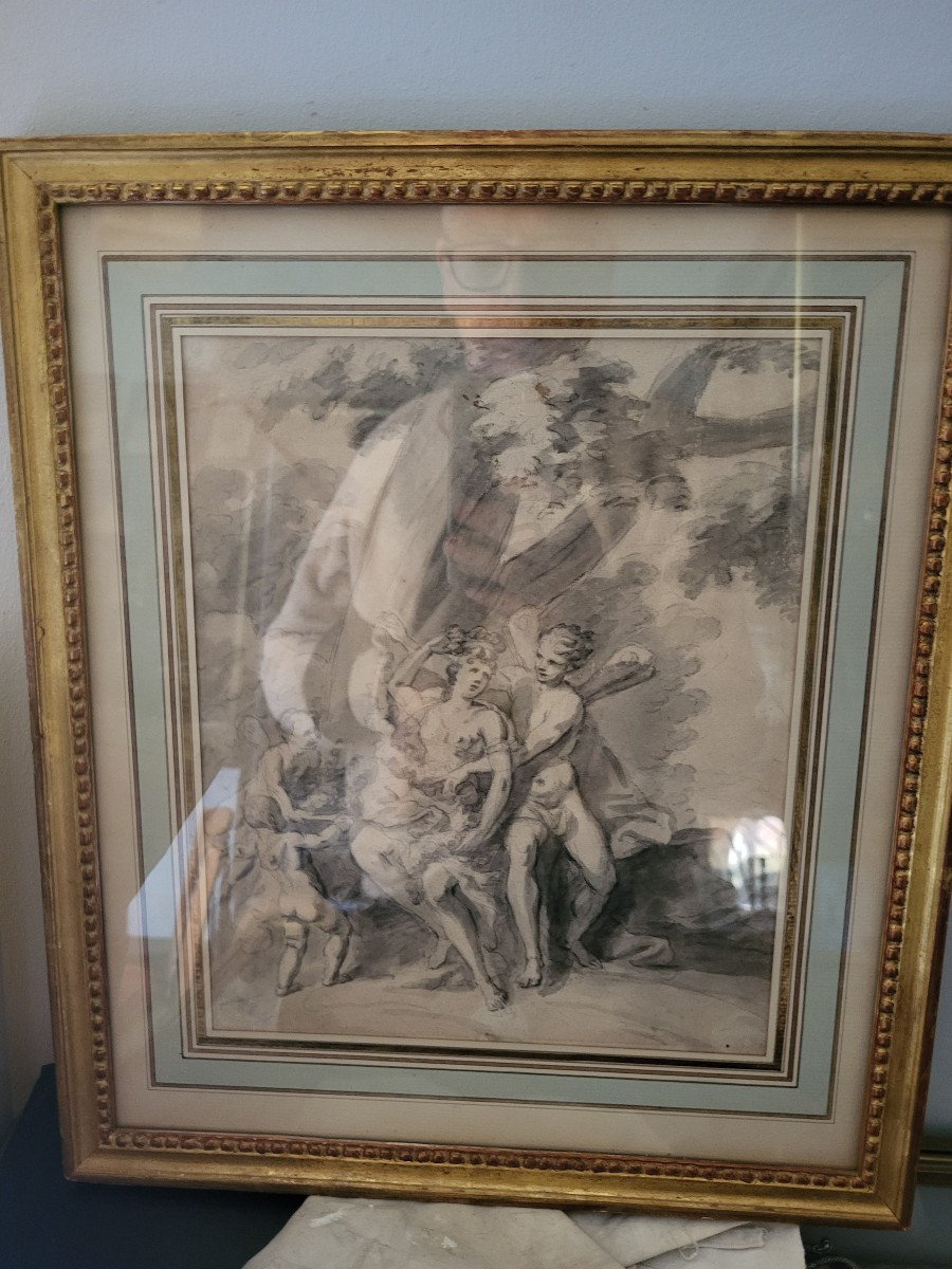 Dessin ancien : Zéphyr et  Flore-photo-2