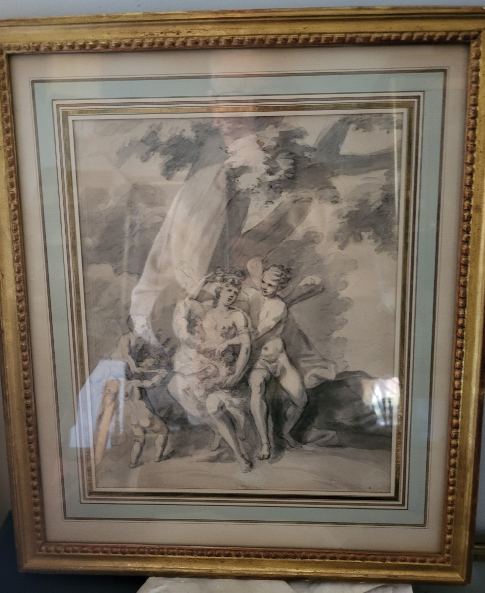 Dessin ancien : Zéphyr et  Flore-photo-4