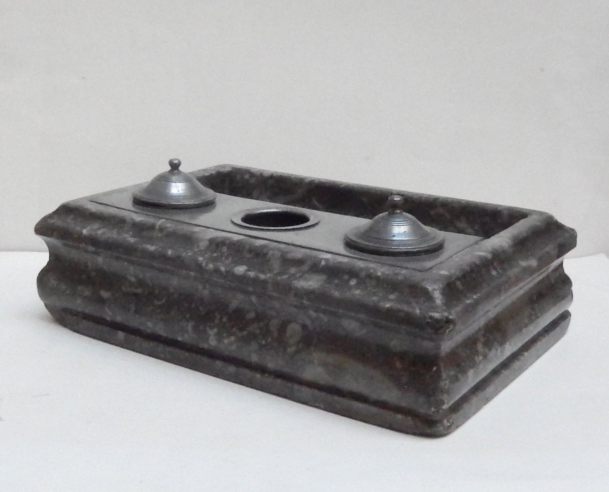 Grey Marble Louis 14th Inkwell -photo-3