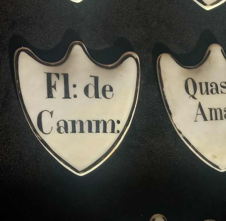 Ensemble de 5 étiquettes d'Herboristerie En Porcelaine