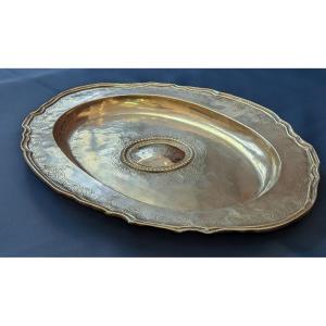 Plat De Présentation En Cuivre Argenté Du Début Du XVIIIe Siècle