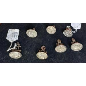 7 Cachets Armoriés De Famille  En Argent 