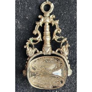 Cachet pivotant en cristal de roche