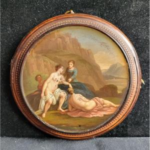Snuffbox Lid Framed Like A Small Painting 