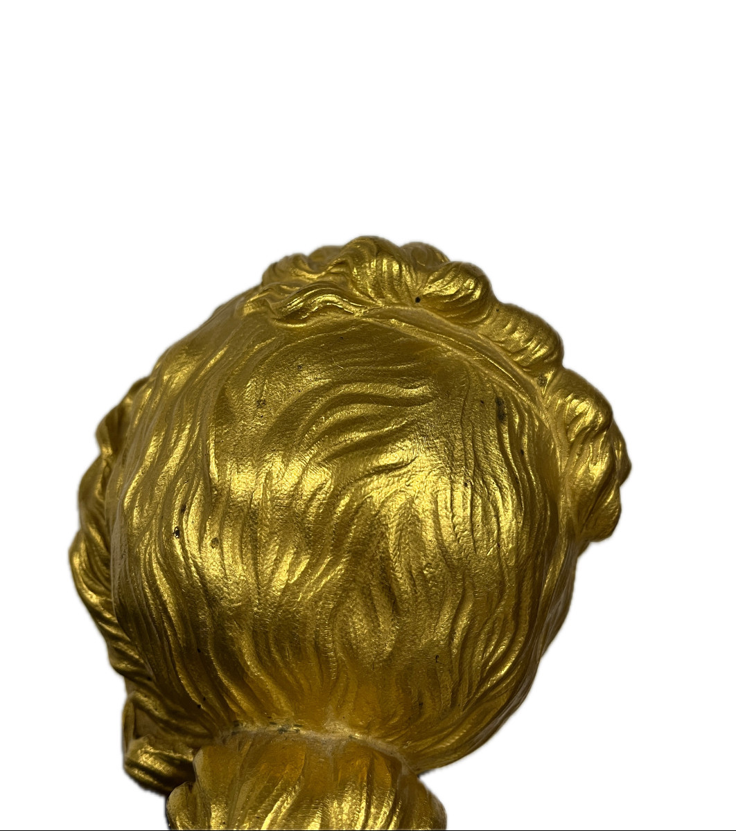 Bust Of An Elegant Woman In Gilt Bronze And Brown Patina By Joseph-charles Marin 1759-1834-photo-6