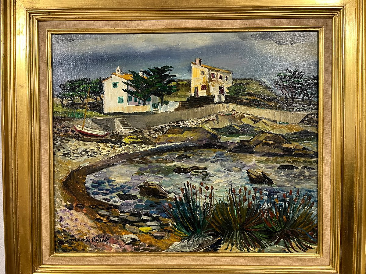 Oil On Canvas "small Cove At Cadaqués" By Maurice Boitel 1919 - 2007-photo-1