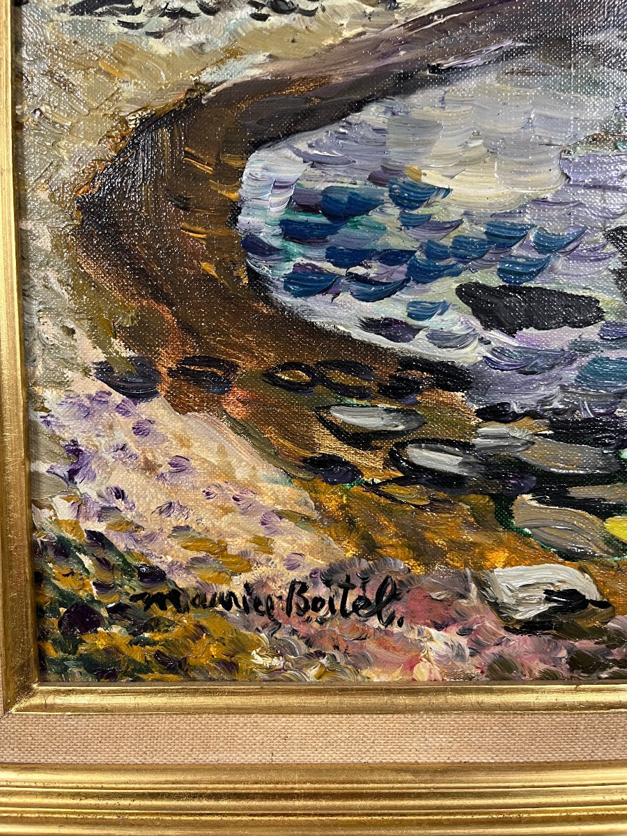Oil On Canvas "small Cove At Cadaqués" By Maurice Boitel 1919 - 2007-photo-4