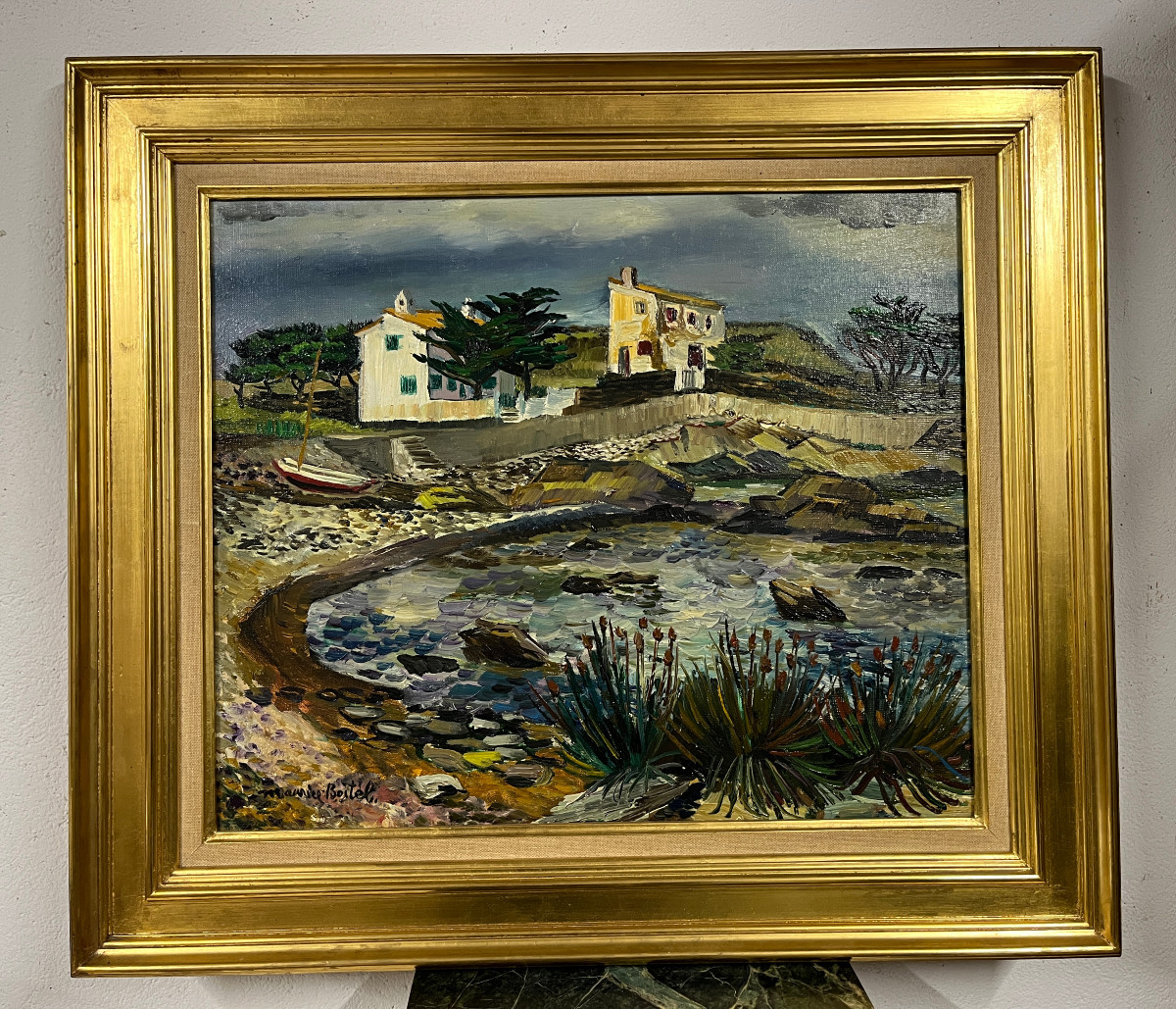 Oil On Canvas "small Cove At Cadaqués" By Maurice Boitel 1919 - 2007