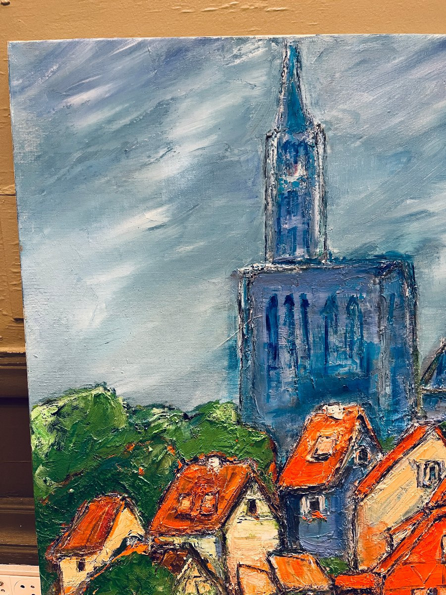 Bernard Gassmann: Huile sur toile. Cathédrale de Strasbourg-photo-2