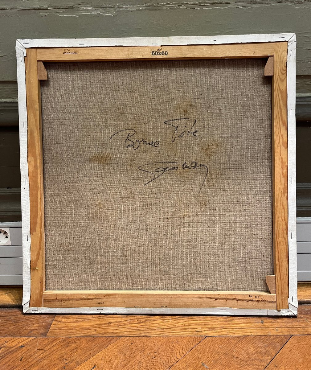 Bernard Gassmann: Huile sur toile. Bouquet de tulipes jaunes-photo-2