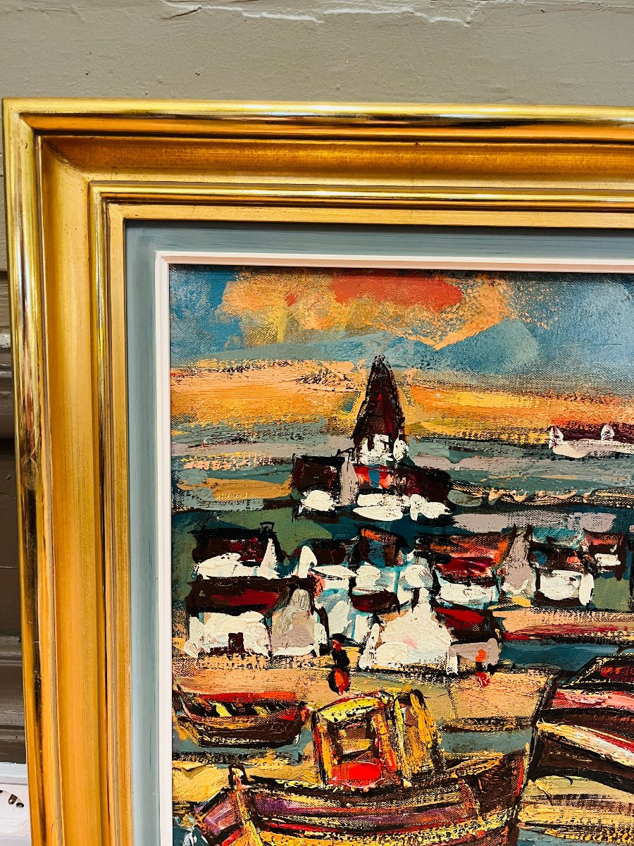 Henry Maurice d'Anty (1910 - 1998)- Hst - Bateaux au port-photo-2