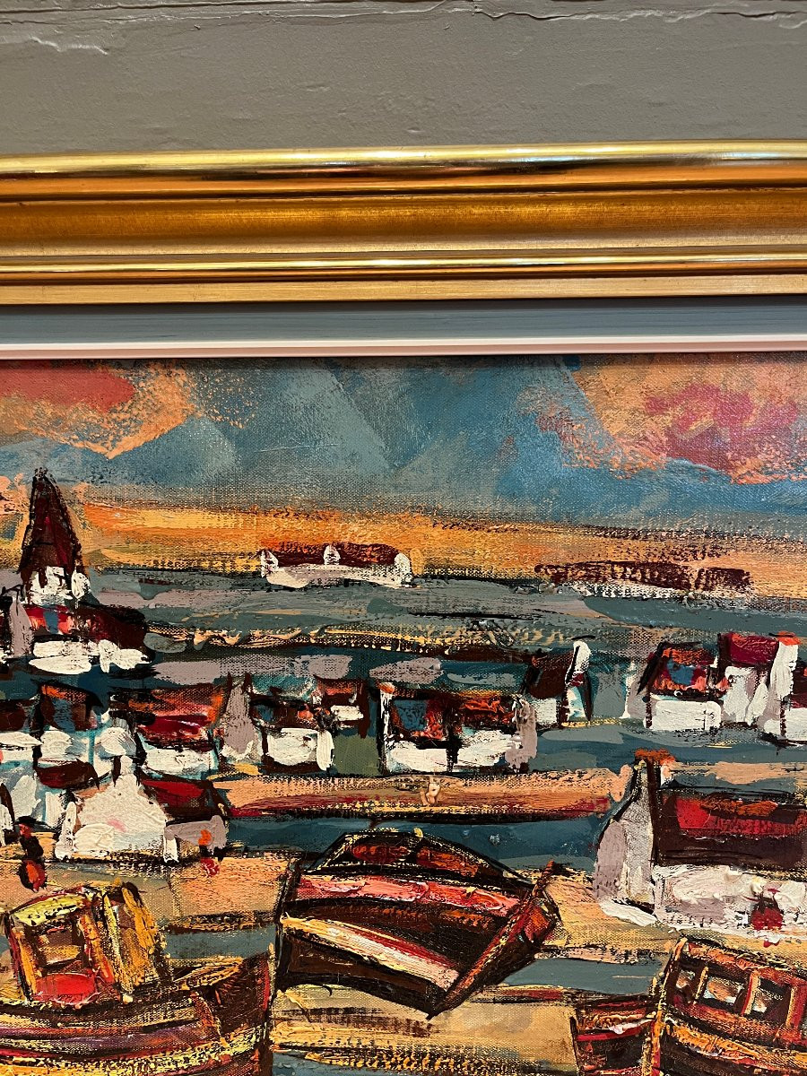 Henry Maurice d'Anty (1910 - 1998)- Hst - Bateaux au port-photo-3