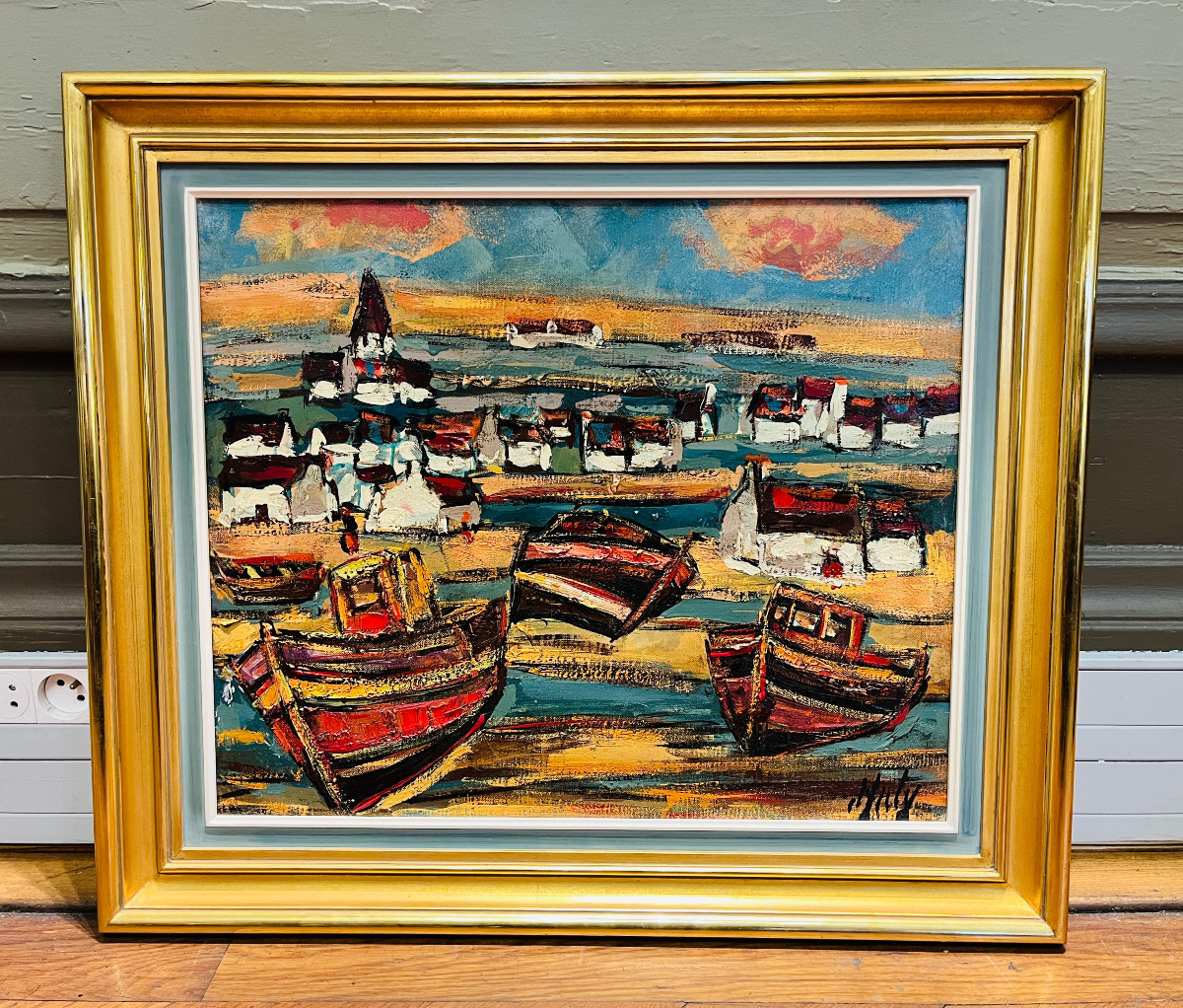 Henry Maurice d'Anty (1910 - 1998)- Hst - Bateaux au port