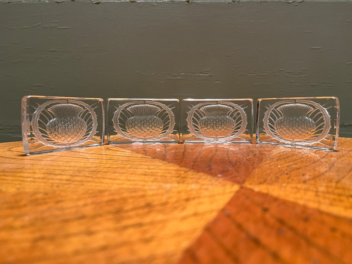 4 Lalique Knife Rests With Scottish Thistle Motif -photo-1