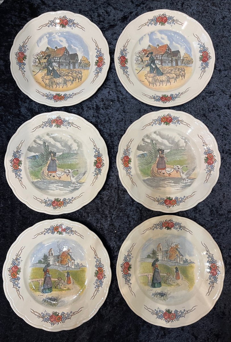 Henri Loux Utzschneider & Cie 1904 -1906: 12 assiettes à dessert -photo-1