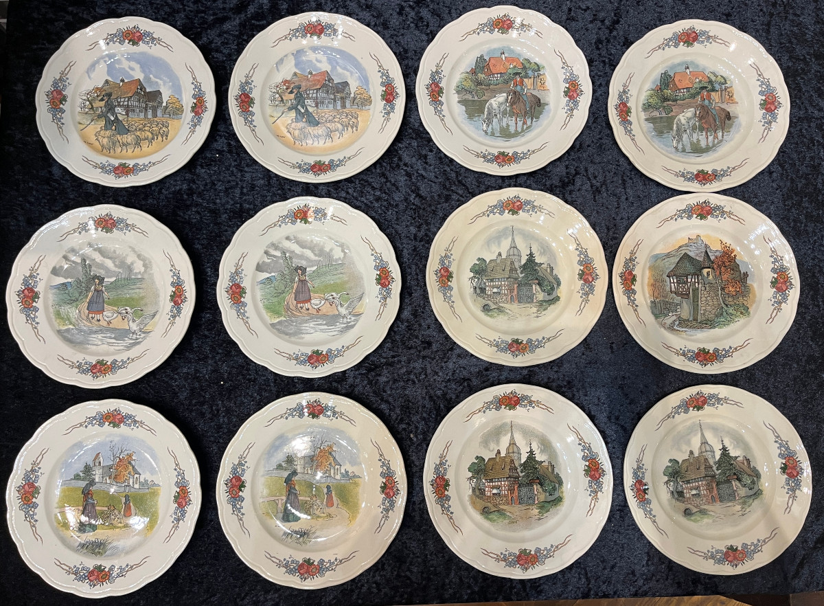 Henri Loux Utzschneider & Cie 1904 -1906: 12 assiettes à dessert 