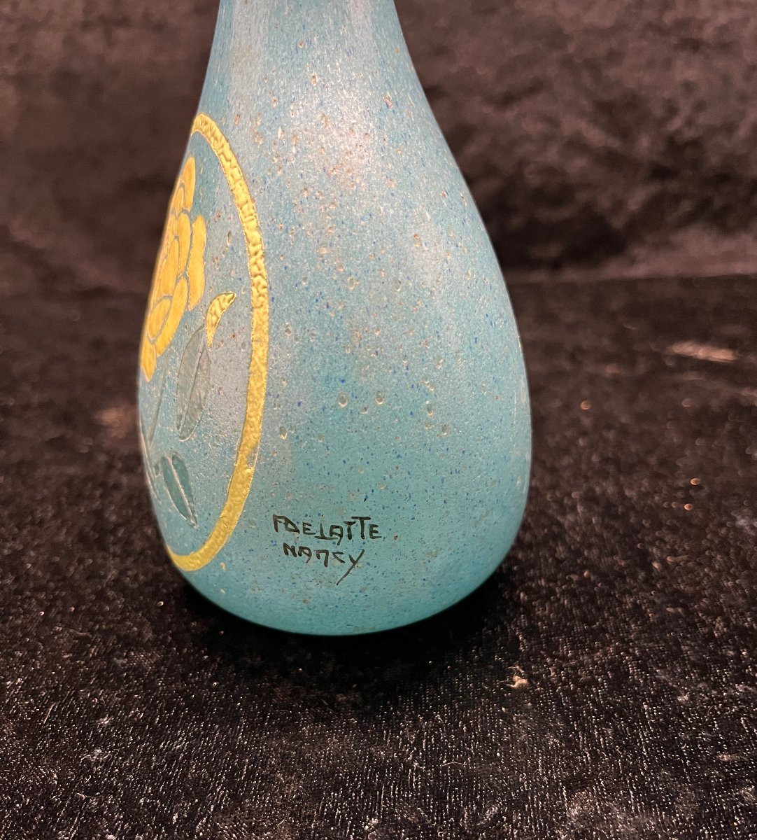 Delatte Nancy Vase: Glass Paste - Enameled With Rose Decoration-photo-1