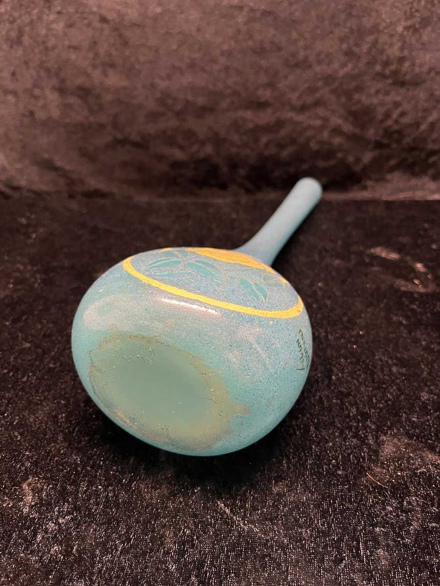 Delatte Nancy Vase: Glass Paste - Enameled With Rose Decoration-photo-2