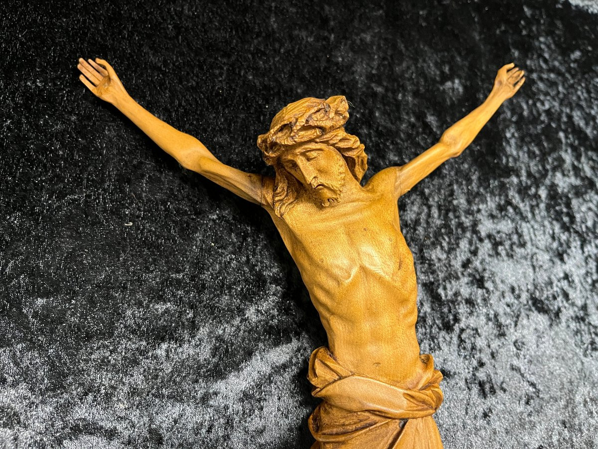Christ Carved In Wood, 19th Century-photo-2