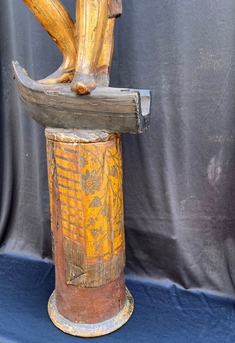 Nubian Stuccoed Wood, Gilded And Polychrome. Venice, 19th Century-photo-2