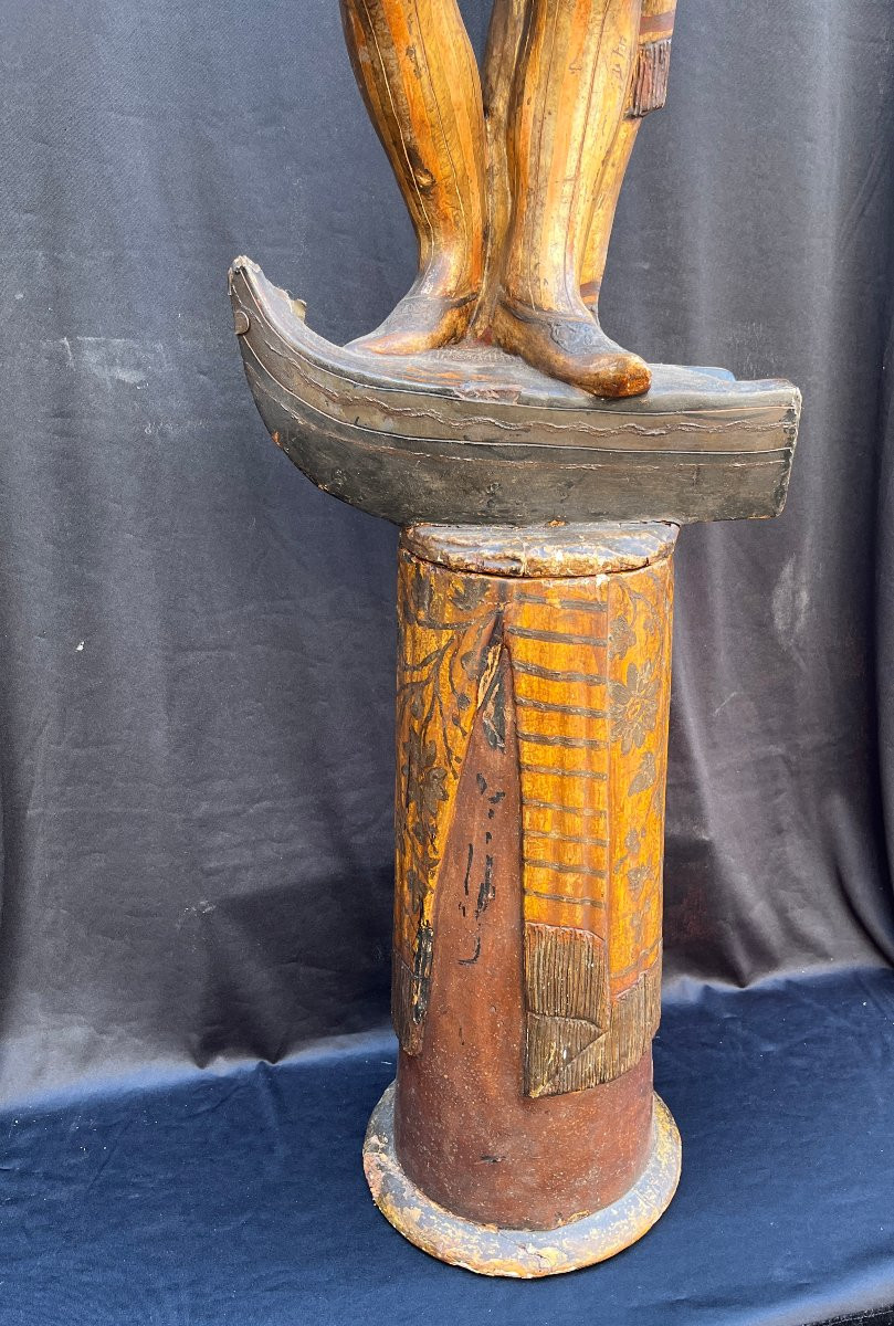 Nubian Stuccoed Wood, Gilded And Polychrome. Venice, 19th Century-photo-3