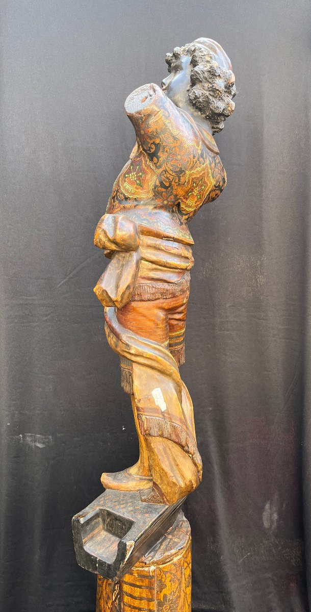 Nubian Stuccoed Wood, Gilded And Polychrome. Venice, 19th Century-photo-2