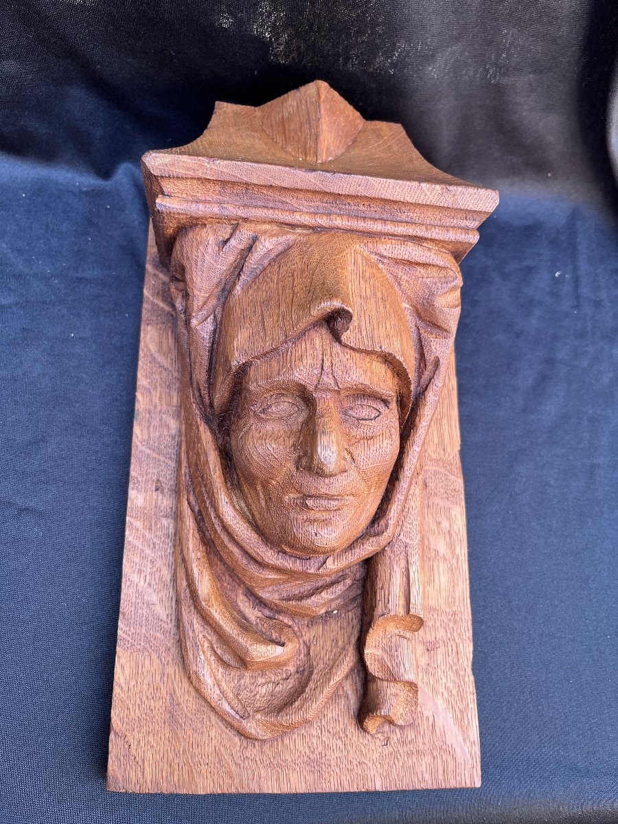 Paire de portrait bois sculpté style renaissance -photo-3