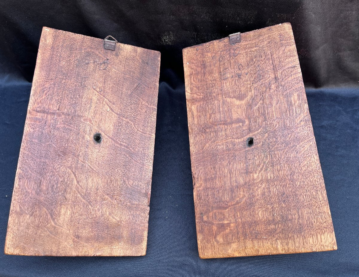 Paire de portrait bois sculpté style renaissance -photo-4