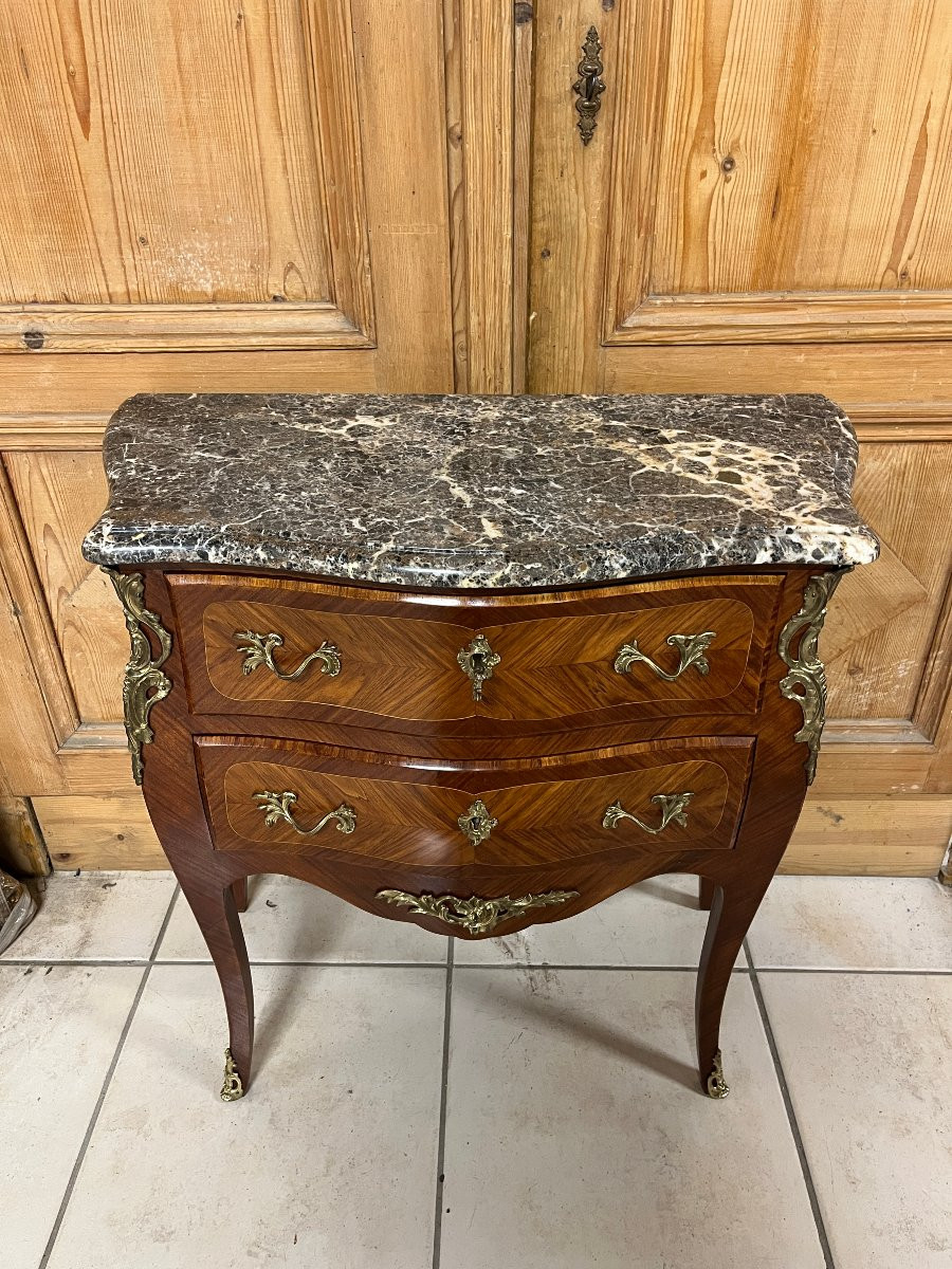 Commode Sauteuse de style Louis XV  en bois de rose-photo-2