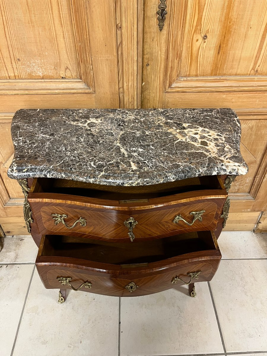 Commode Sauteuse de style Louis XV  en bois de rose-photo-3