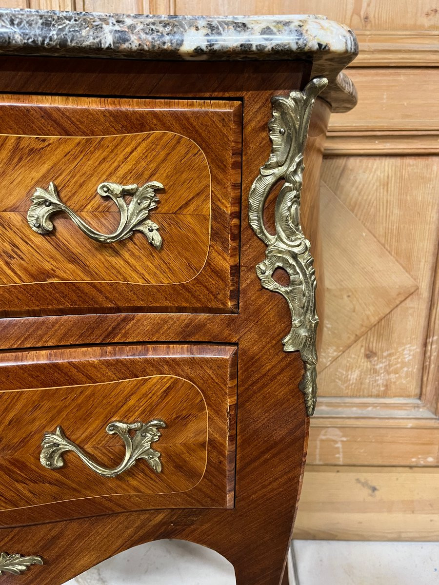 Commode Sauteuse de style Louis XV  en bois de rose-photo-4