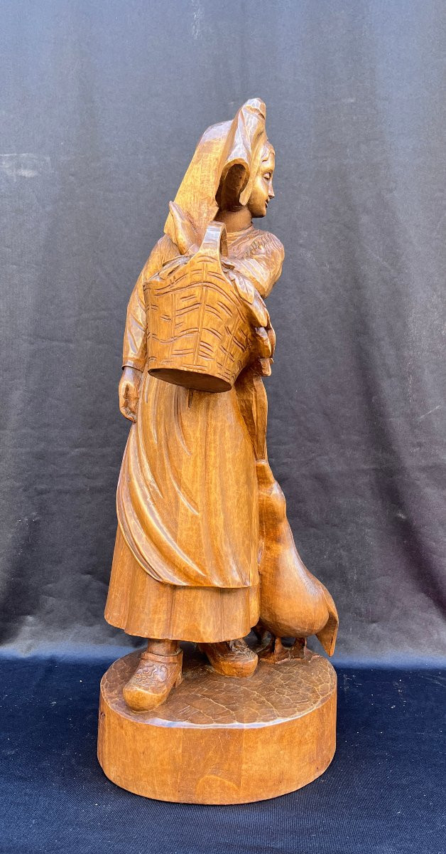 Wooden Gänseliesel Carved By Buckenmeyer Selestat-photo-2