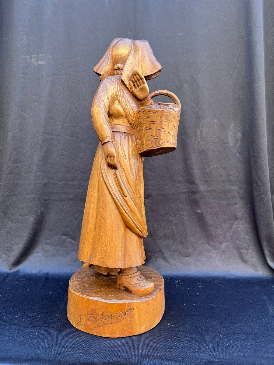 Wooden Gänseliesel Carved By Buckenmeyer Selestat-photo-3