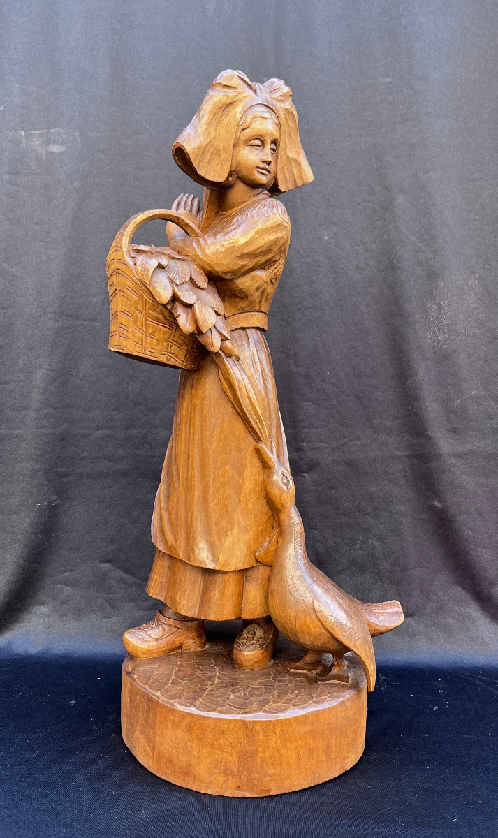 Wooden Gänseliesel Carved By Buckenmeyer Selestat