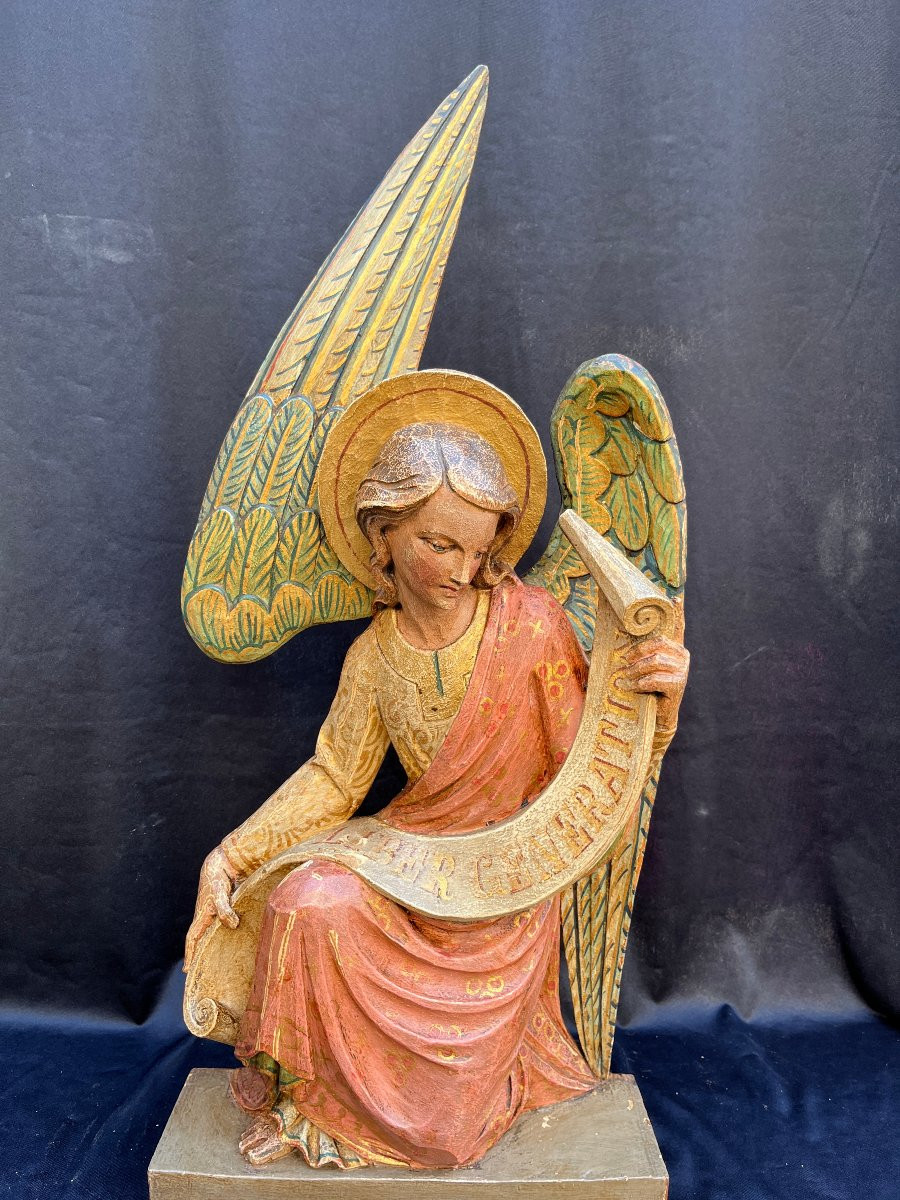 Ange de l'annonciation Bois sculpté 1900-photo-2