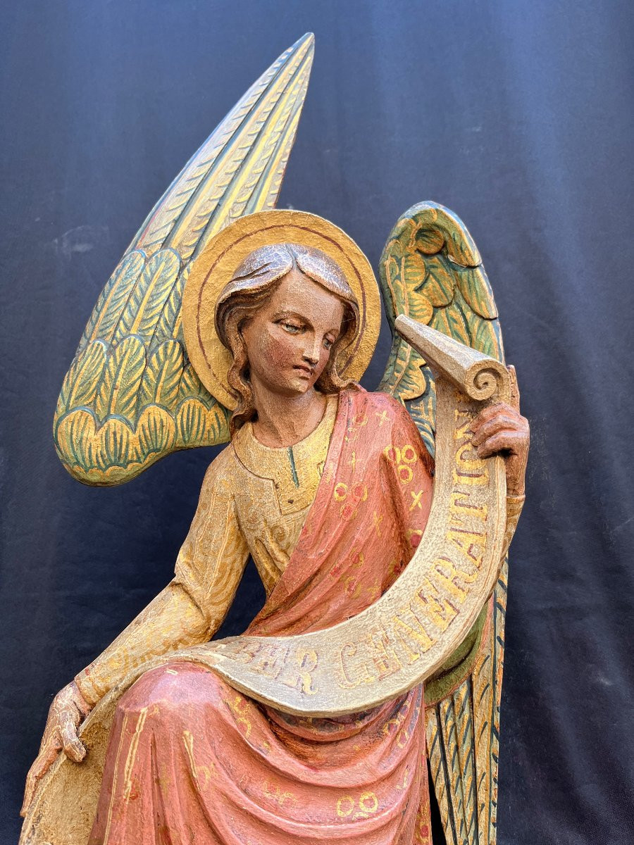 Ange de l'annonciation Bois sculpté 1900-photo-1